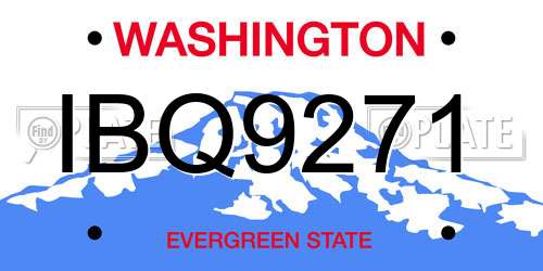 IBQ9271 Washington License Plate