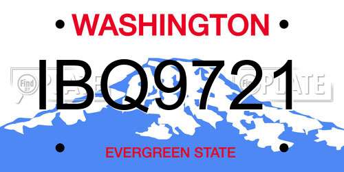 IBQ9721 Washington License Plate