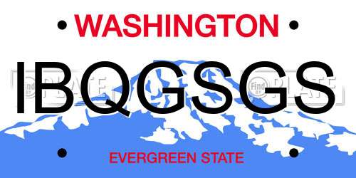 IBQGSGS Washington License Plate