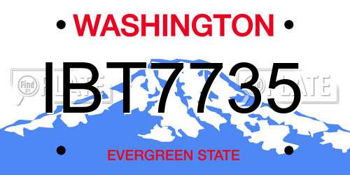 IBT7735 Washington License Plate