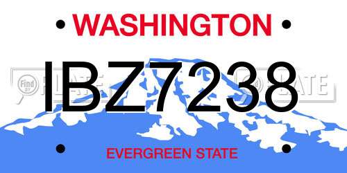 IBZ7238 Washington License Plate