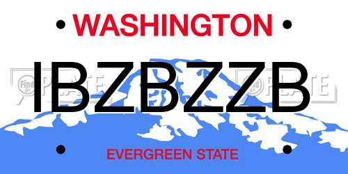IBZBZZB Washington License Plate