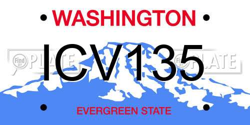 ICV135 Washington License Plate