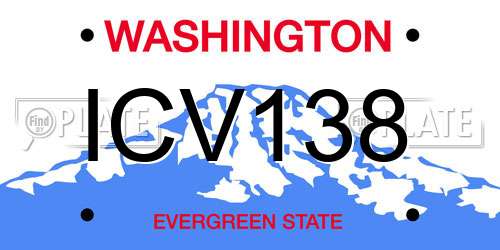 ICV138 Washington License Plate