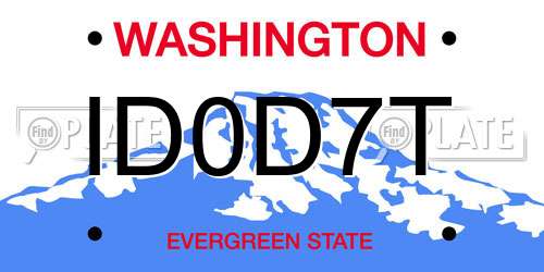 ID0D7T Washington License Plate