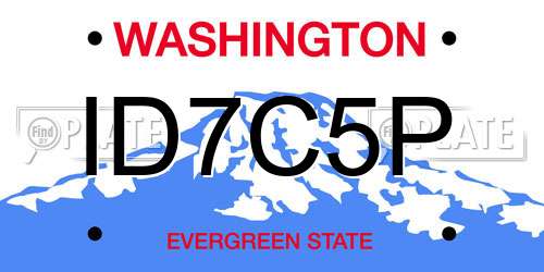 ID7C5P Washington License Plate