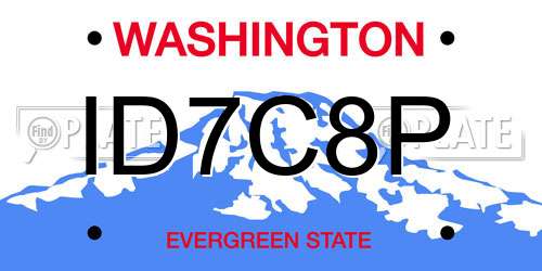ID7C8P Washington License Plate