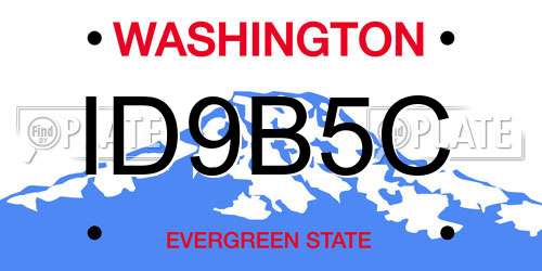 ID9B5C Washington License Plate