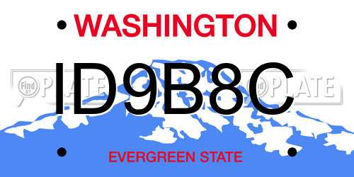 ID9B8C Washington License Plate