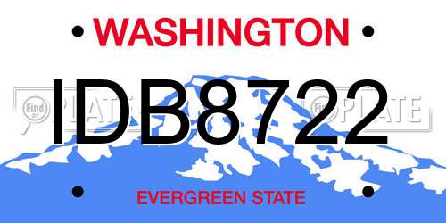 IDB8722 Washington License Plate