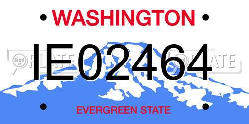 IE02464 Washington License Plate