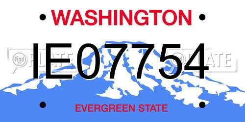 IE07754 Washington License Plate