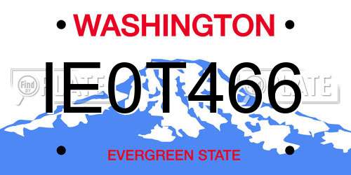 IE0T466 Washington License Plate