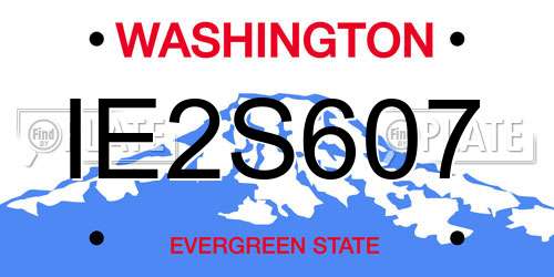 IE2S607 Washington License Plate