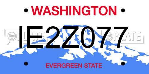 IE2Z077 Washington License Plate