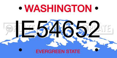 IE54652 Washington License Plate