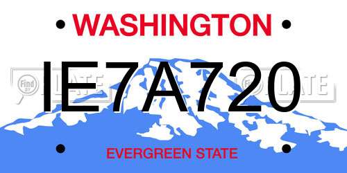 IE7A720 Washington License Plate