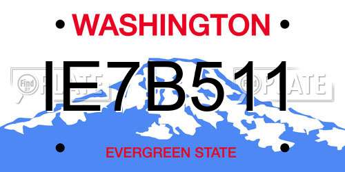 IE7B511 Washington License Plate