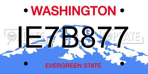 IE7B877 Washington License Plate