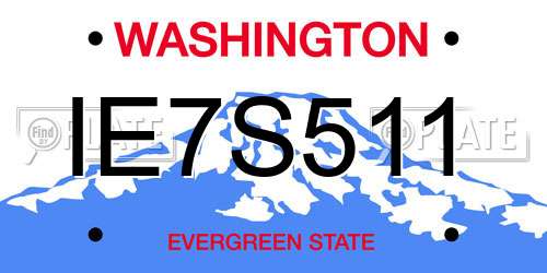 IE7S511 Washington License Plate