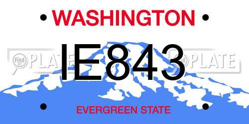 IE843 Washington License Plate