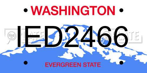 IED2466 Washington License Plate