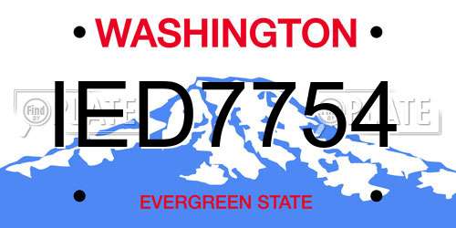 IED7754 Washington License Plate