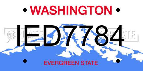 IED7784 Washington License Plate