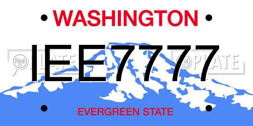 IEE7777 Washington License Plate