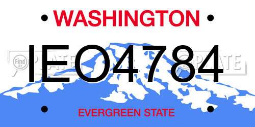 IEO4784 Washington License Plate