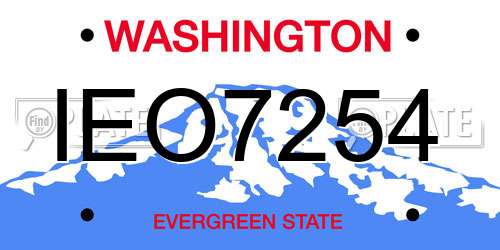 IEO7254 Washington License Plate