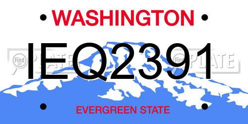 IEQ2391 Washington License Plate