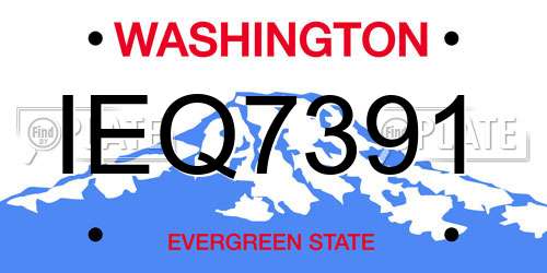 IEQ7391 Washington License Plate