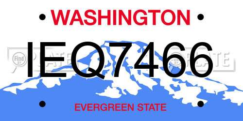 IEQ7466 Washington License Plate