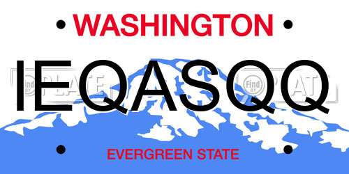 IEQASQQ Washington License Plate