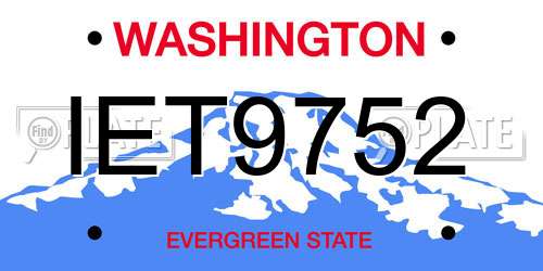 IET9752 Washington License Plate