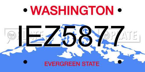 IEZ5877 Washington License Plate
