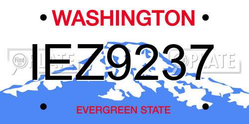 IEZ9237 Washington License Plate