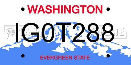 IG0T288 Washington License Plate