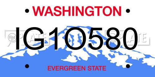 IG1O580 Washington License Plate