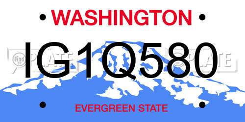 IG1Q580 Washington License Plate