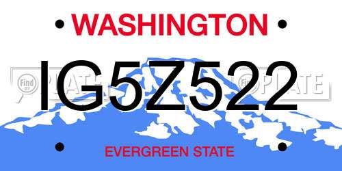 IG5Z522 Washington License Plate