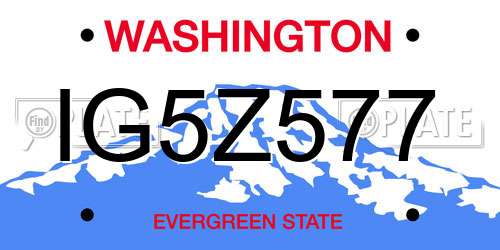 IG5Z577 Washington License Plate