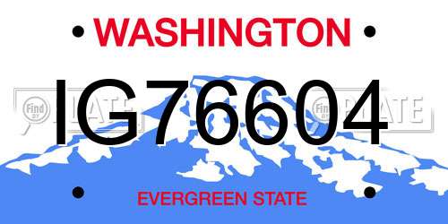 IG76604 Washington License Plate