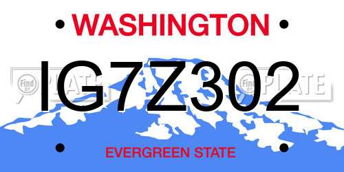 IG7Z302 Washington License Plate