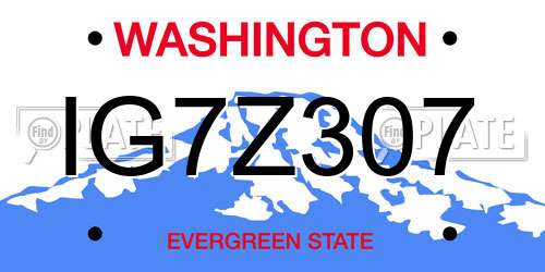 IG7Z307 Washington License Plate