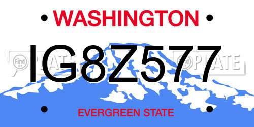 IG8Z577 Washington License Plate