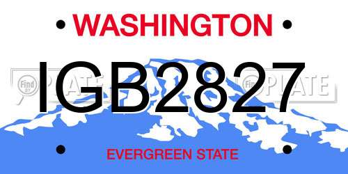 IGB2827 Washington License Plate