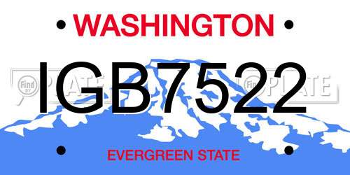 IGB7522 Washington License Plate