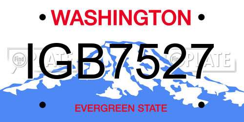 IGB7527 Washington License Plate